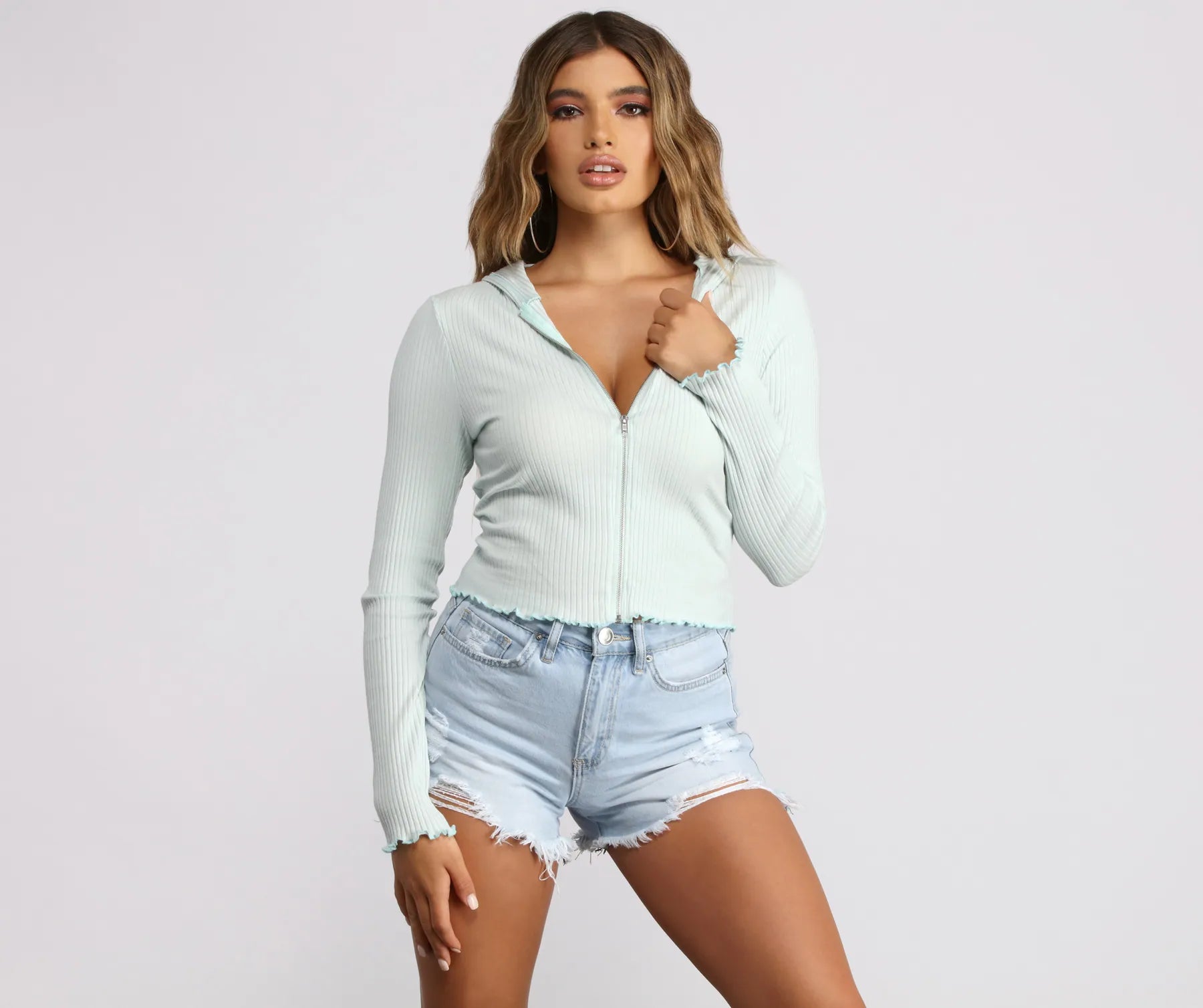 Frilled and Flirty Ribbed Cardigan - Image 8