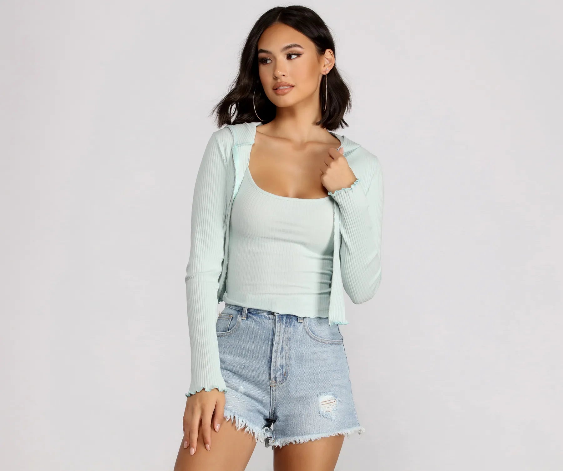 Frilled and Flirty Ribbed Cardigan - Image 9