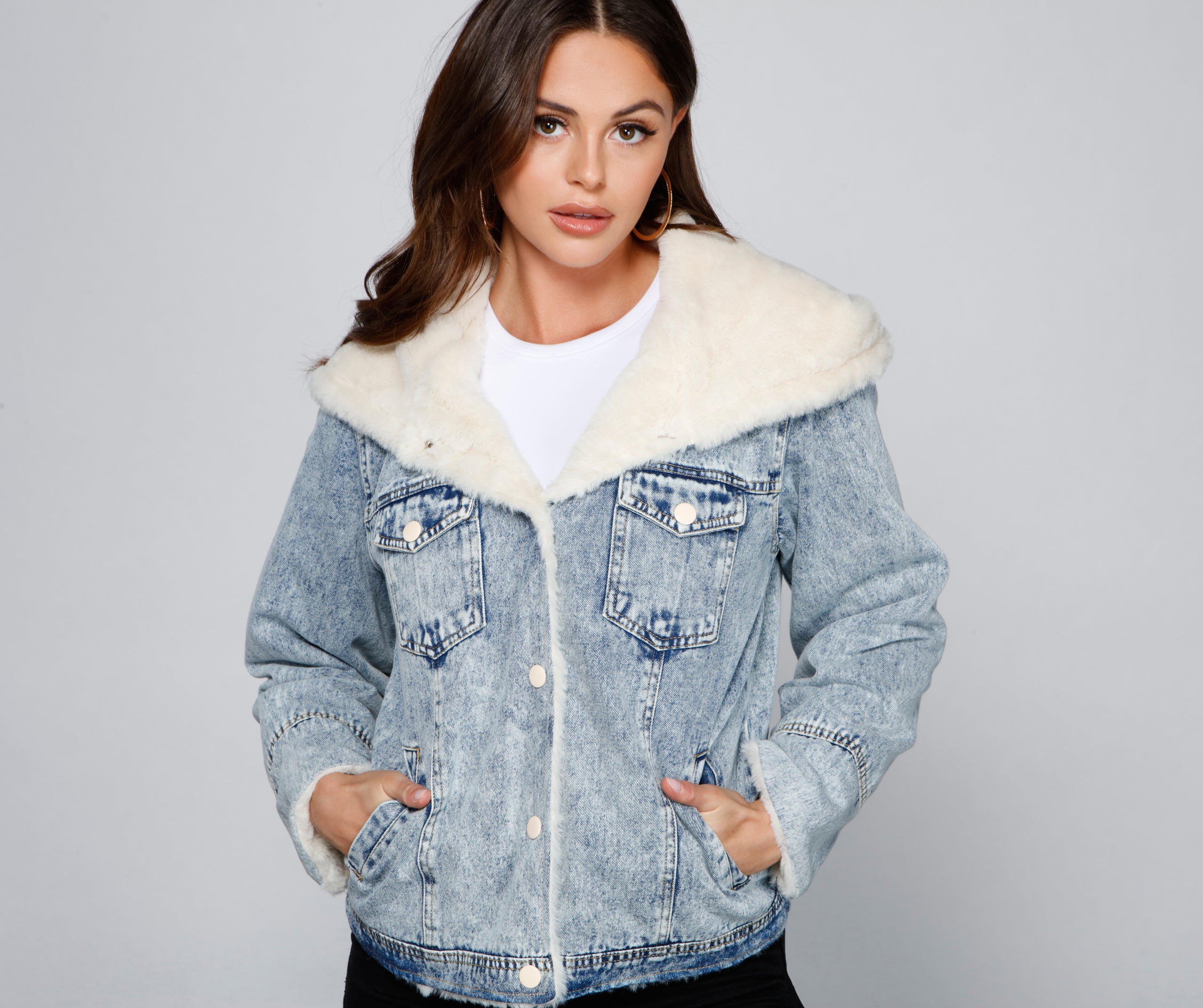 All the Feels Faux Fur Lined Denim Jacket - Image 2