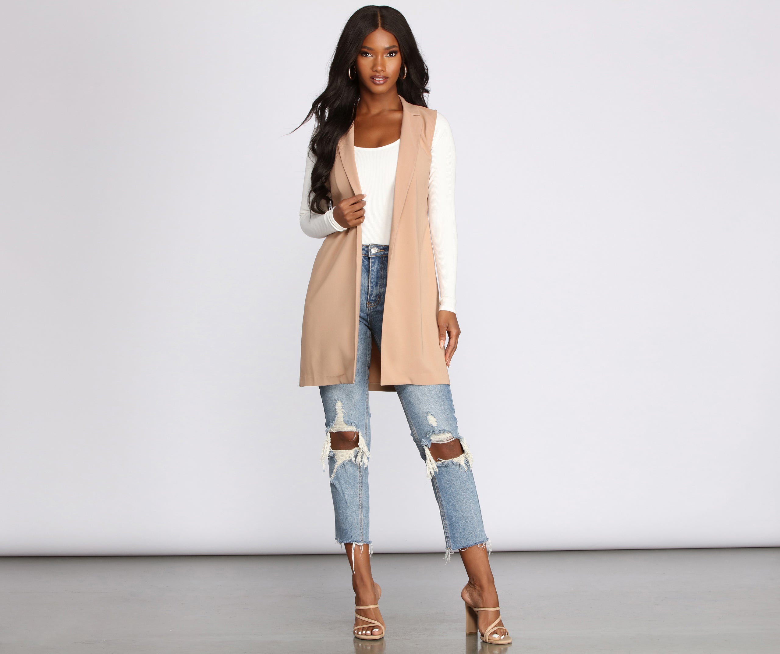 Belted and Poised Trench Vest - Image 3