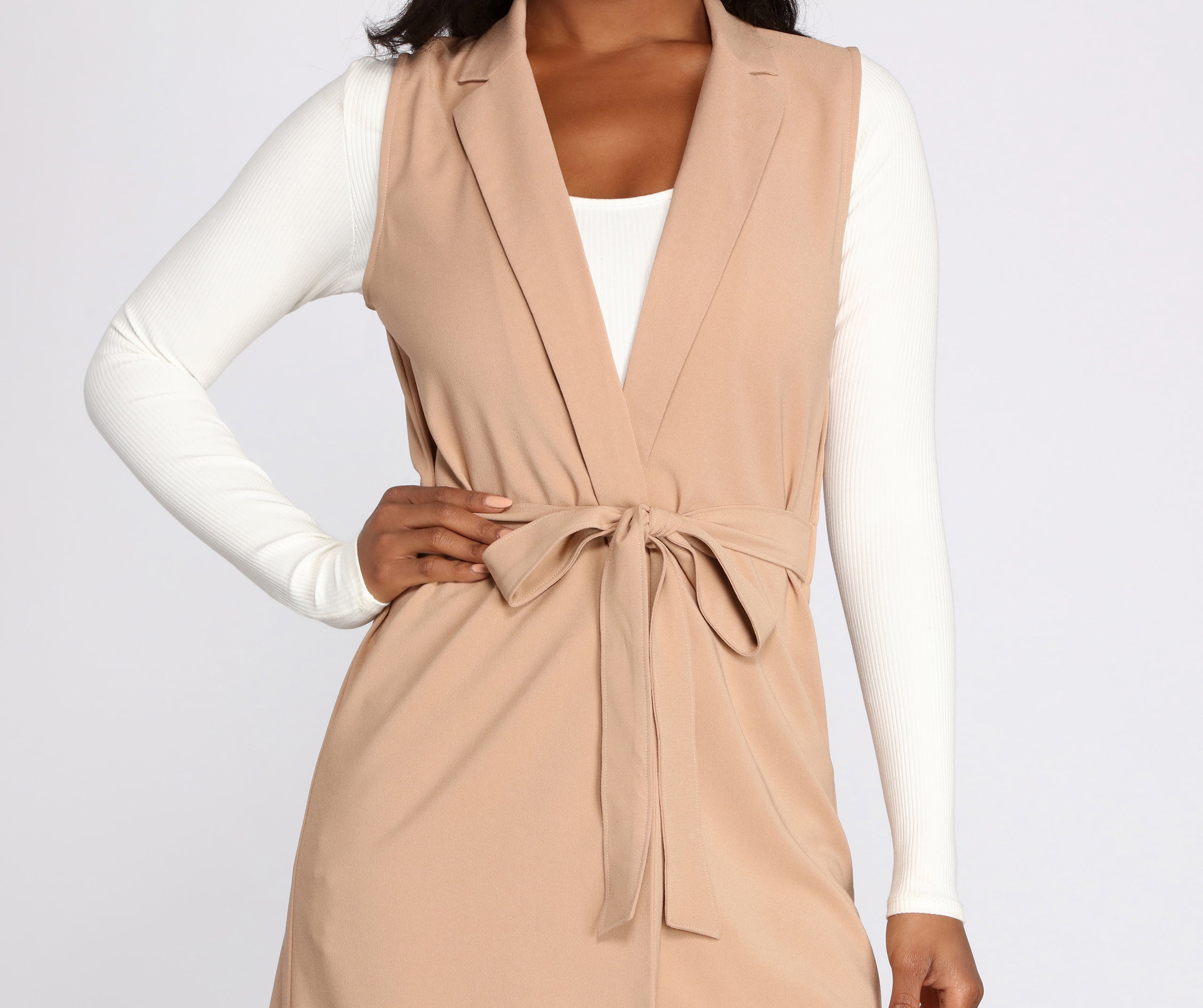 Belted and Poised Trench Vest - Image 4