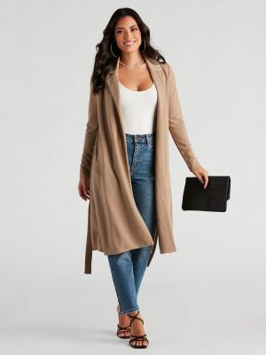 Making Moves Tie Waist Trench