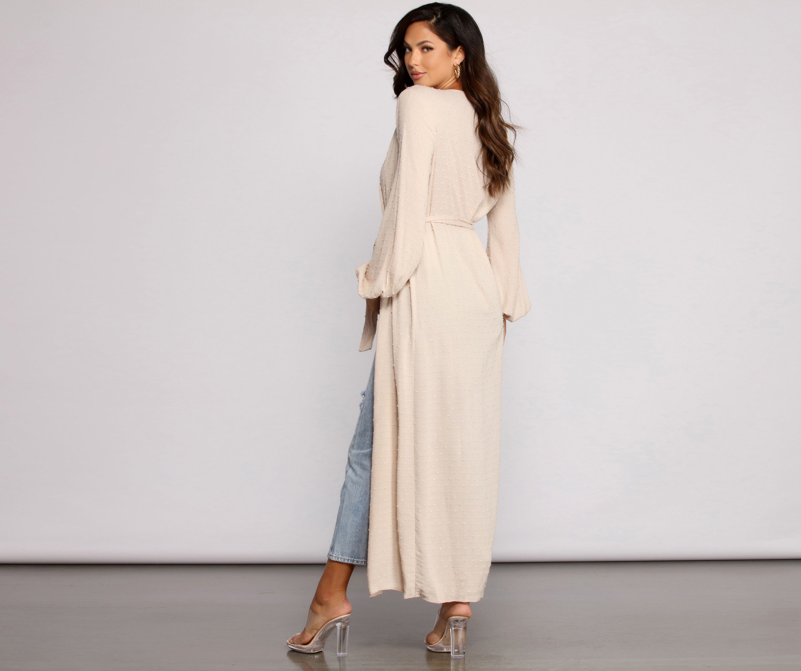 Dotted Devotion Belted Long Duster - Image 2