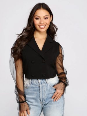 Miss Trendsetter Cropped Crepe Blazer