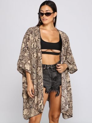Sheer Snake Print Kimono