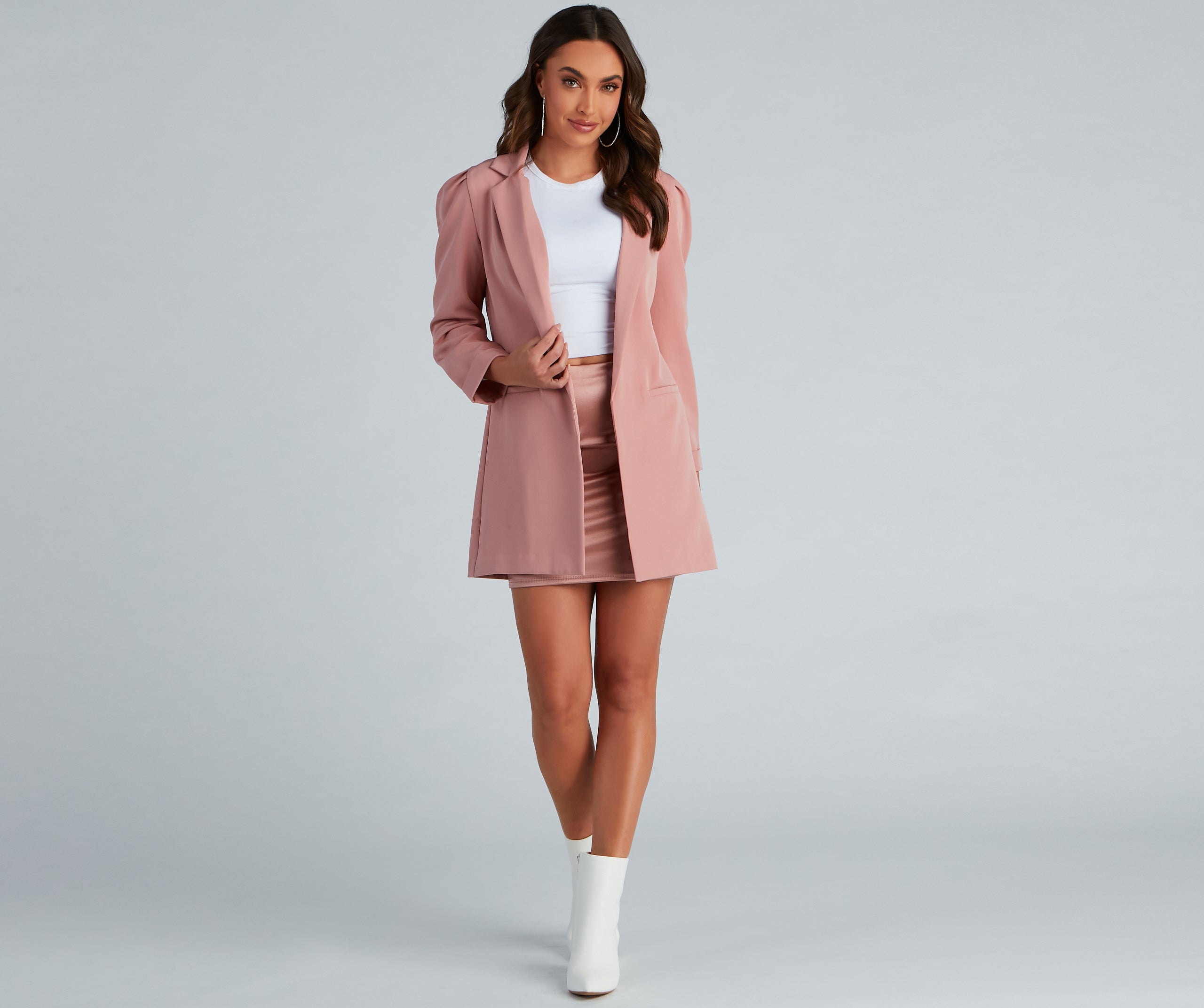 Nine-To-Five Puff Shoulder Long Line Blazer - Image 5