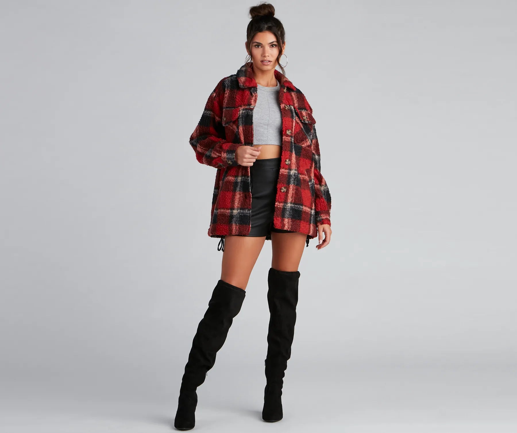 Cozy Layers Plaid Sherpa Shacket - Image 8