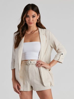 Modern Chill Linen 3/4 Sleeve Blazer