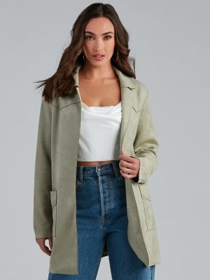 Here For It Faux Suede Trench
