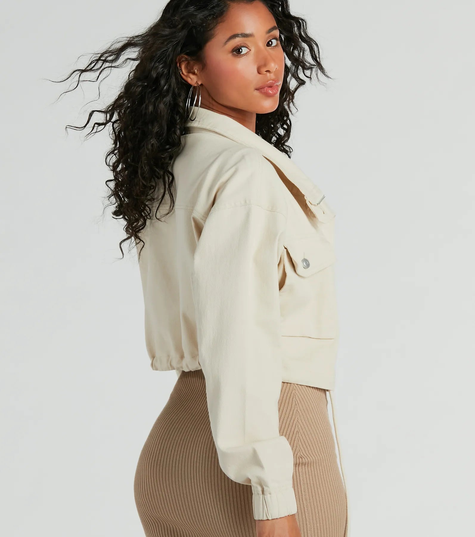 Cool Effect Utility Woven Crop Jacket - Image 3