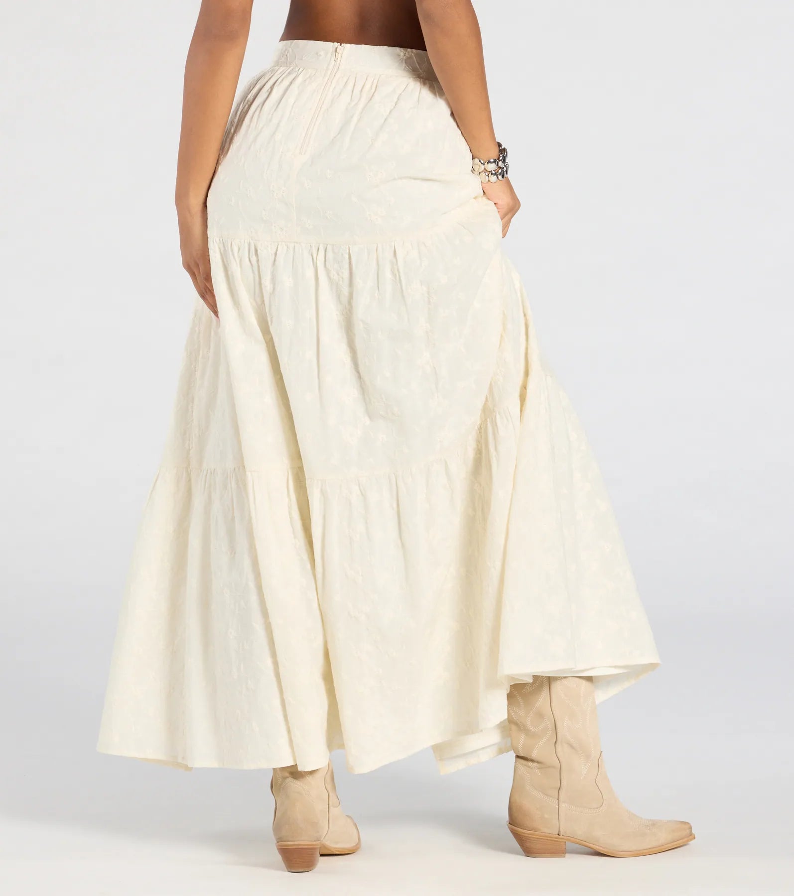 Free Spirit High-Rise Embroidered Slit Maxi Skirt - Image 3