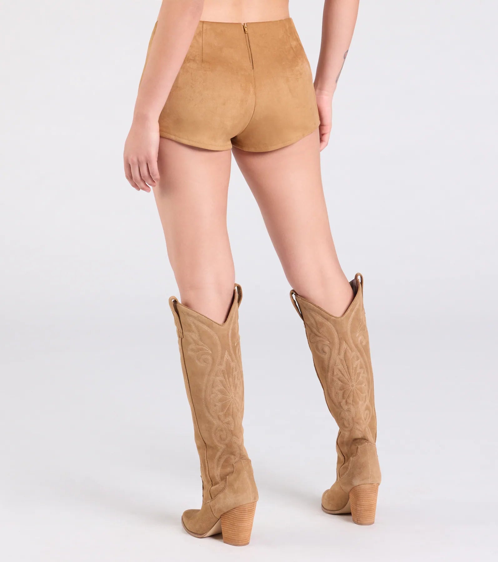 Sweet Beginnings Lace-Up Faux Suede Hot Shorts - Image 3