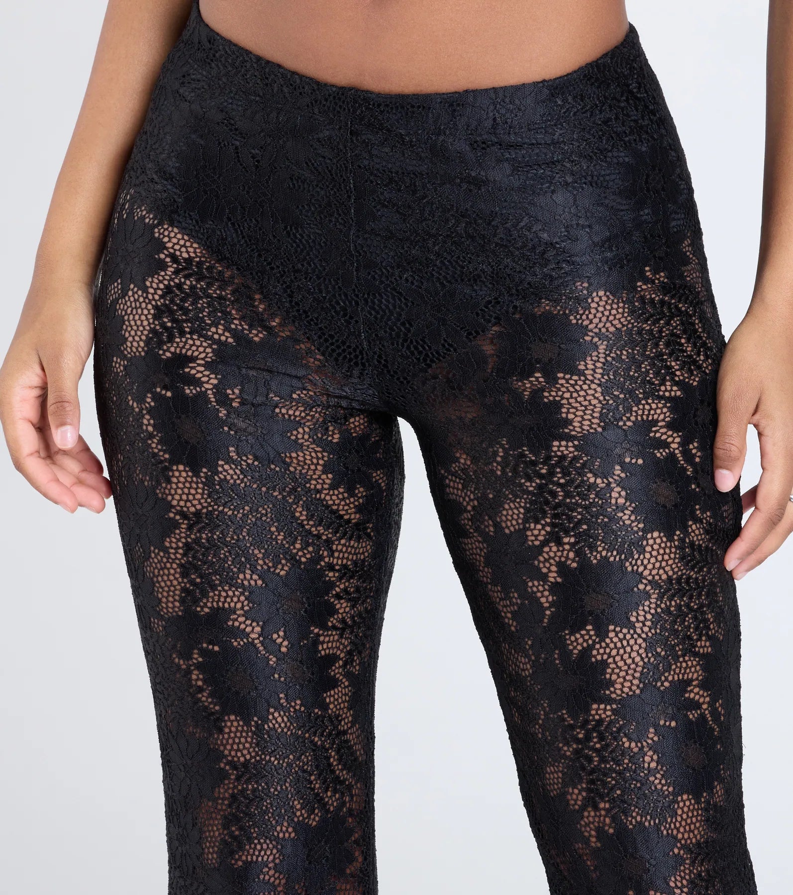 Sultry Boho Crochet Lace Flare Pants - Image 3