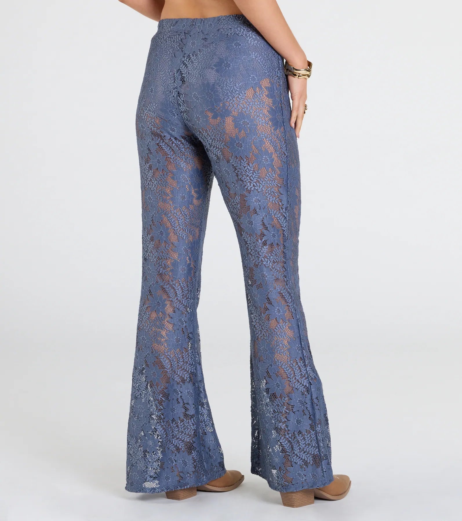 Sultry Boho Crochet Lace Flare Pants - Image 6