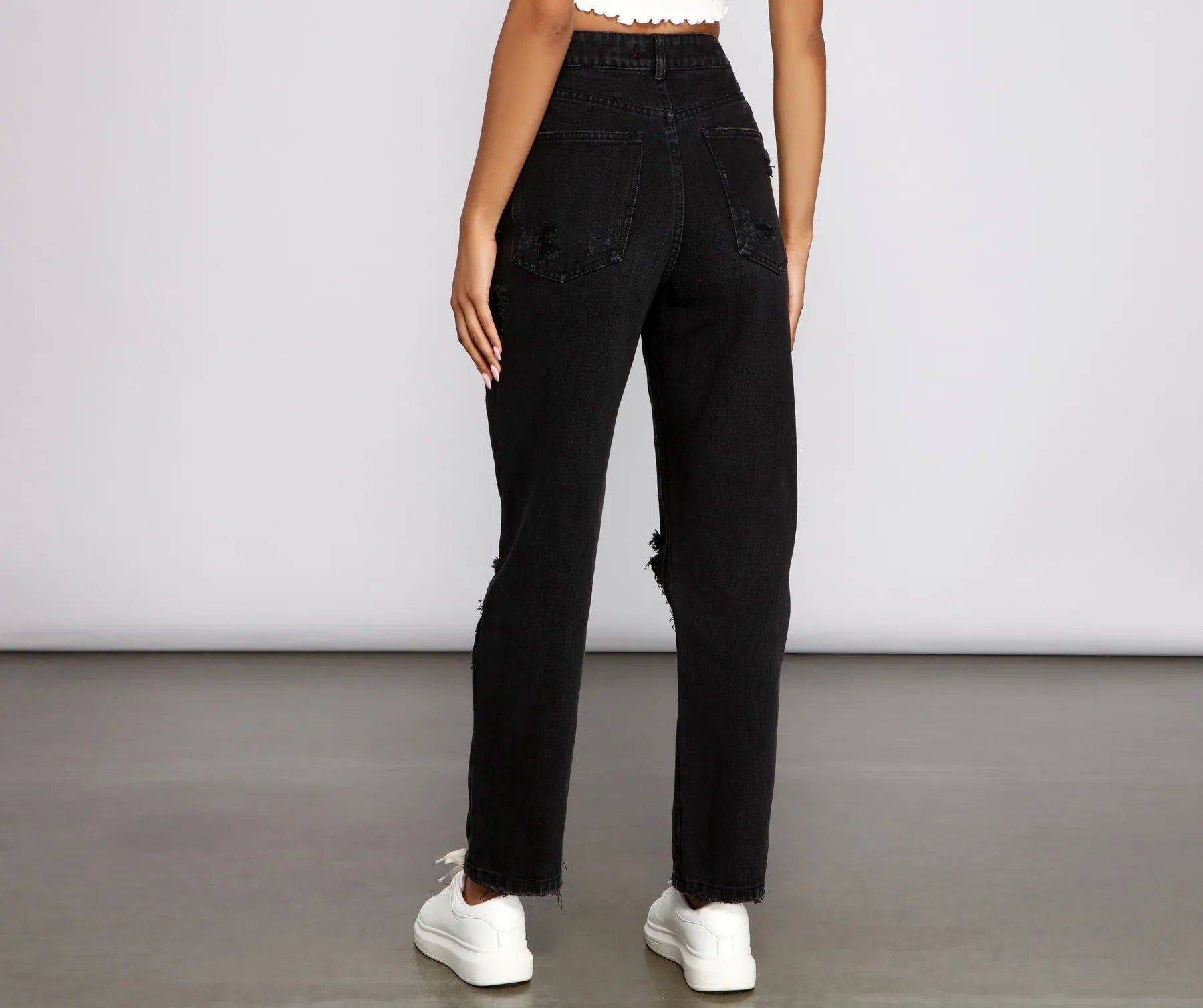 Extra High Rise Distressed Boyfriend Jeans - Image 2