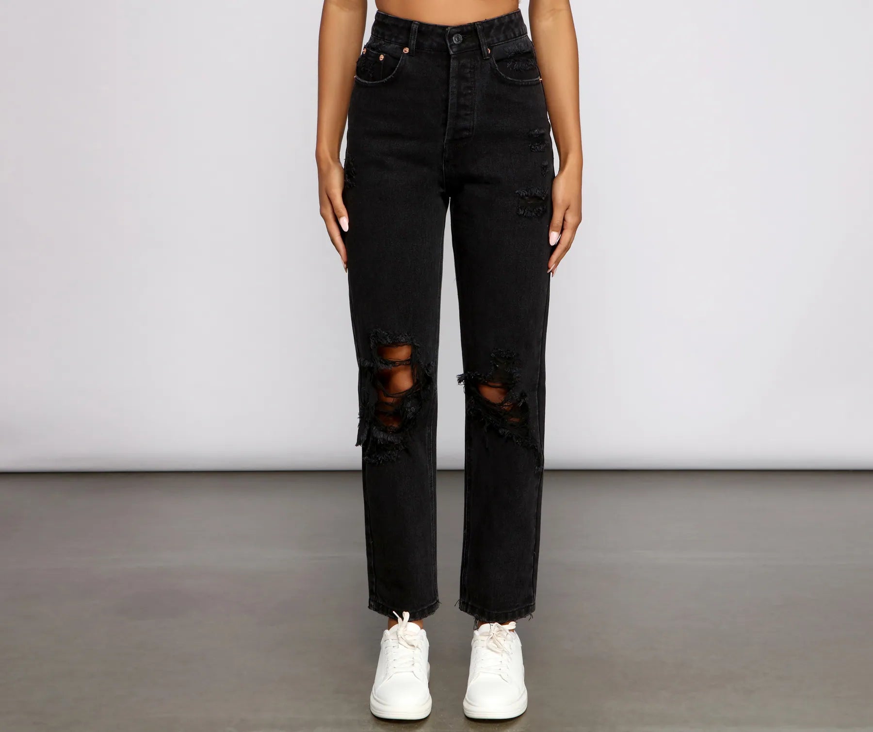 Extra High Rise Distressed Boyfriend Jeans - Image 5