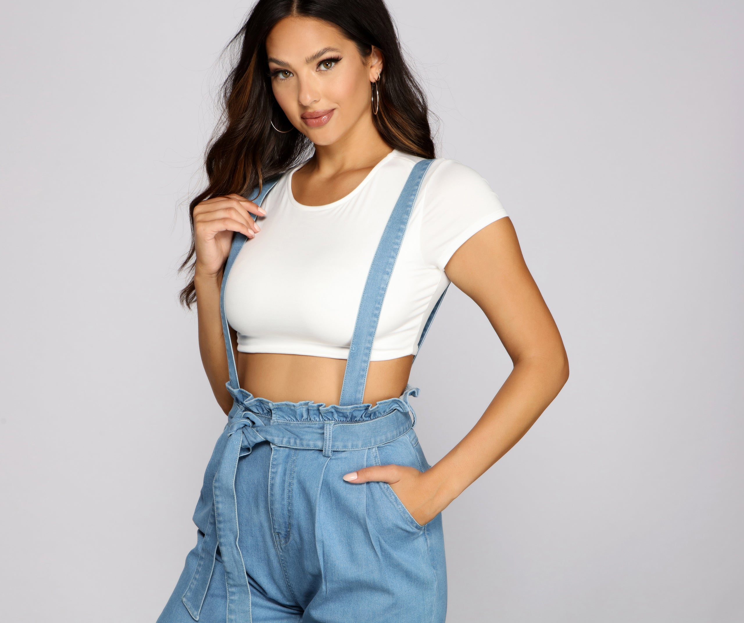 Sweet Style Paper Bag Suspender Pants - Image 4