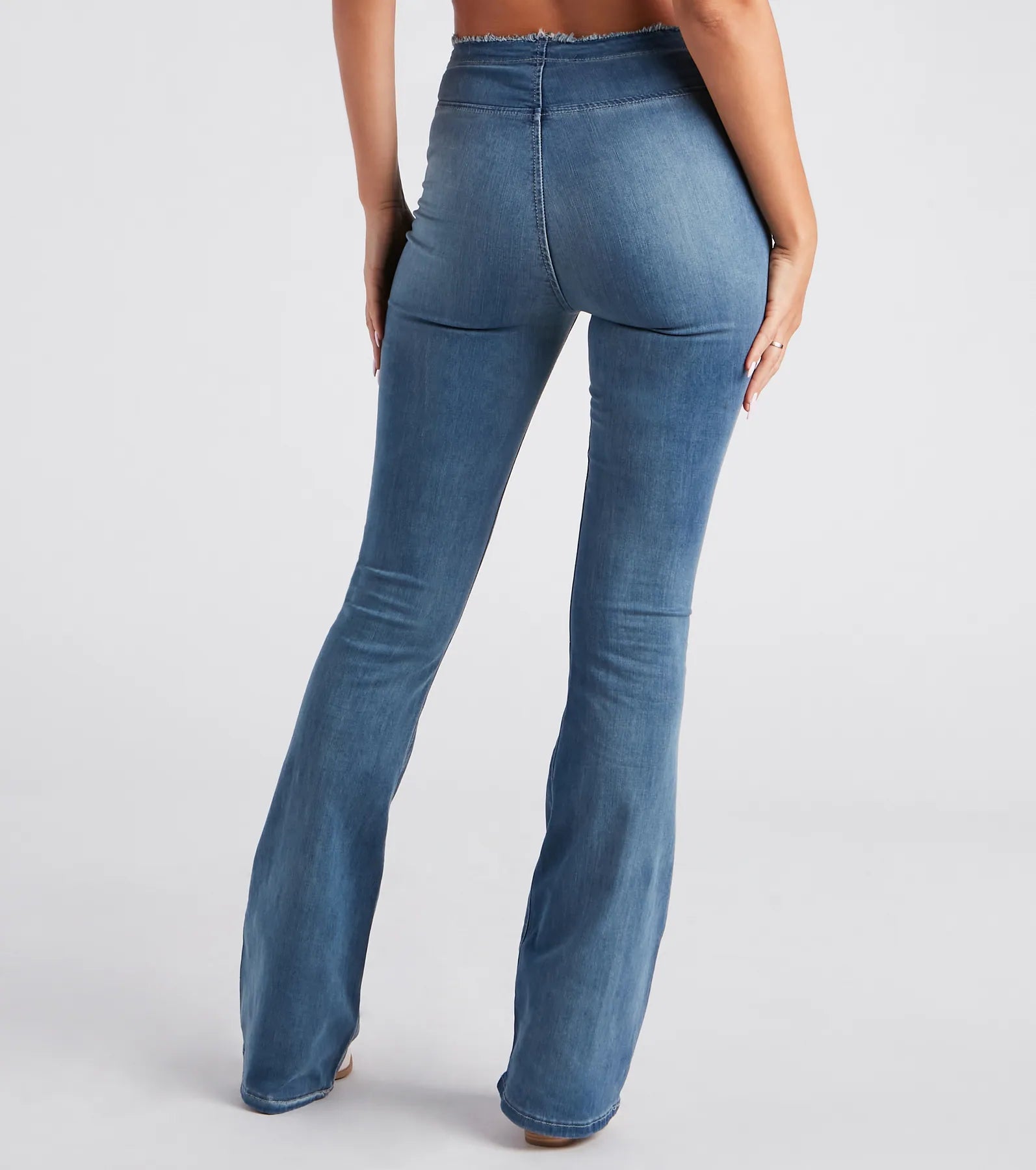 Totally Trendy Frayed Low-Rise Flare Jeans - Image 3