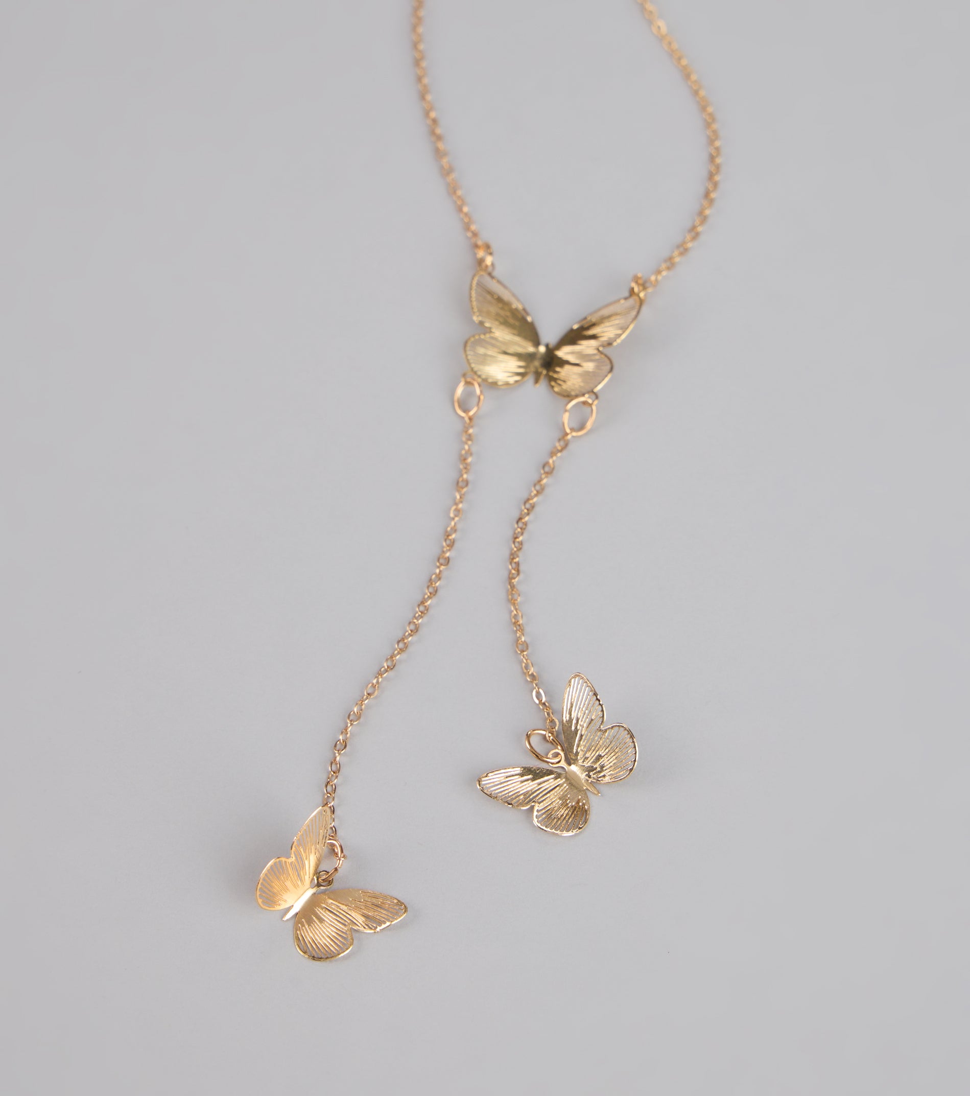 Soft Statement Butterfly Lariat Necklace - Image 3