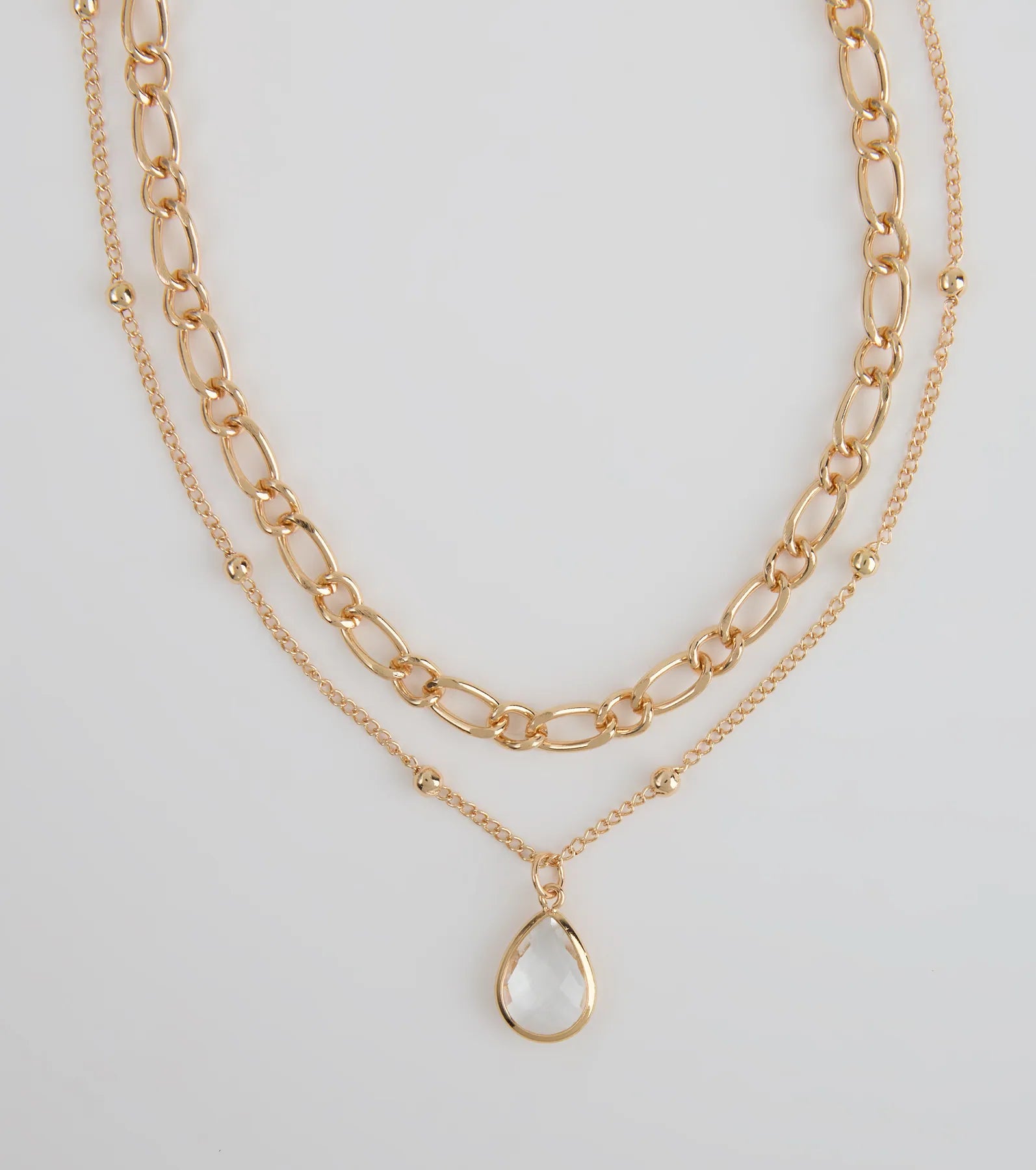 Glam Team Layered Rhinestone Charm Necklace - Image 2