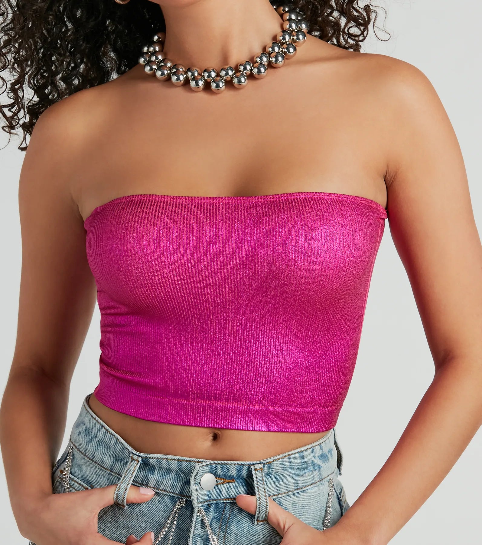 Alluring Sheen Strapless Metallic Bandeau Bra - Image 3