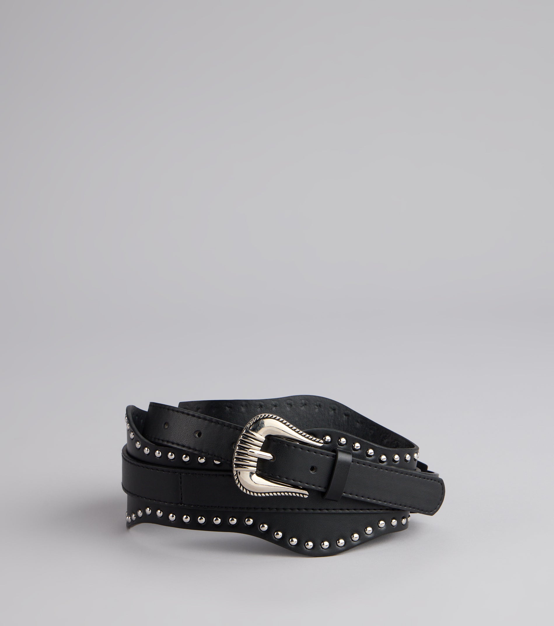 Wild Edge Studded Faux Leather Belt