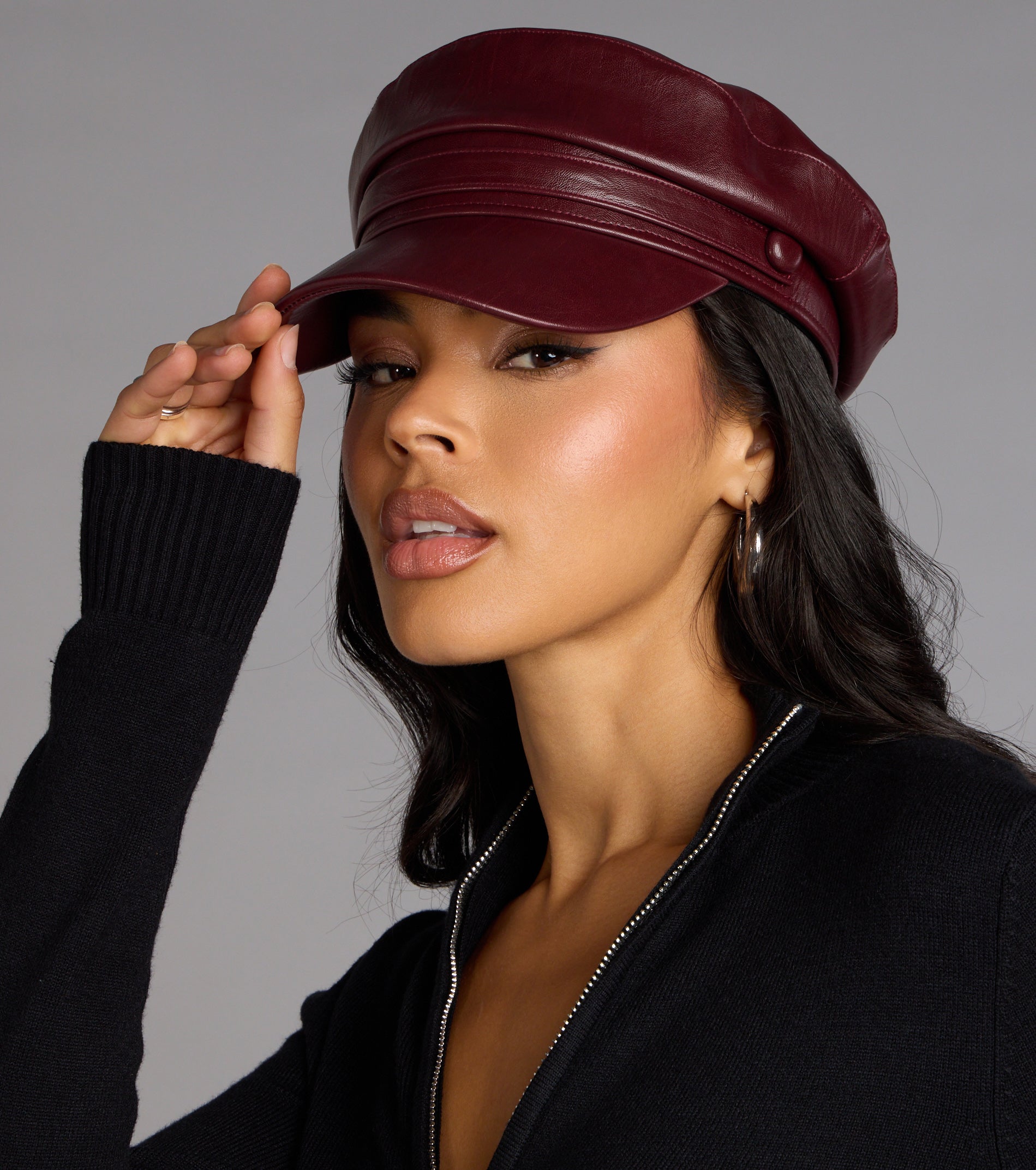 Everyday Edge Faux Leather Cabby Hat - Image 2