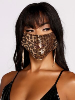 Leopard Print Chainmail Face Mask