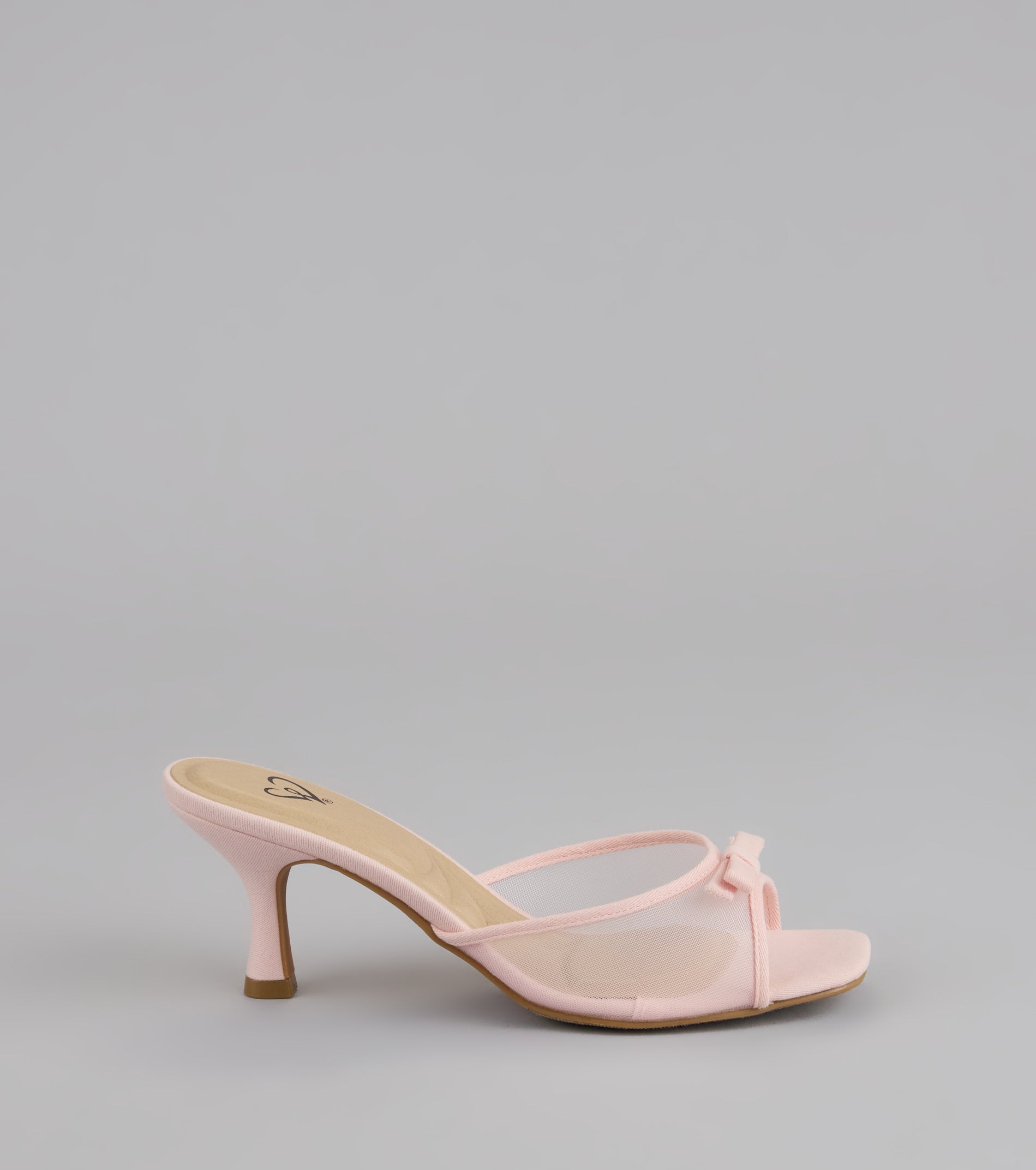 Dainty Drama Mesh Bow Kitten Mules - Image 2