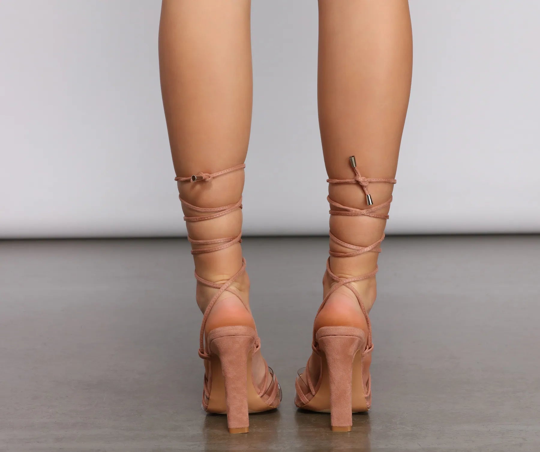 Stunning Strappy Faux Suede Block Heels - Image 3