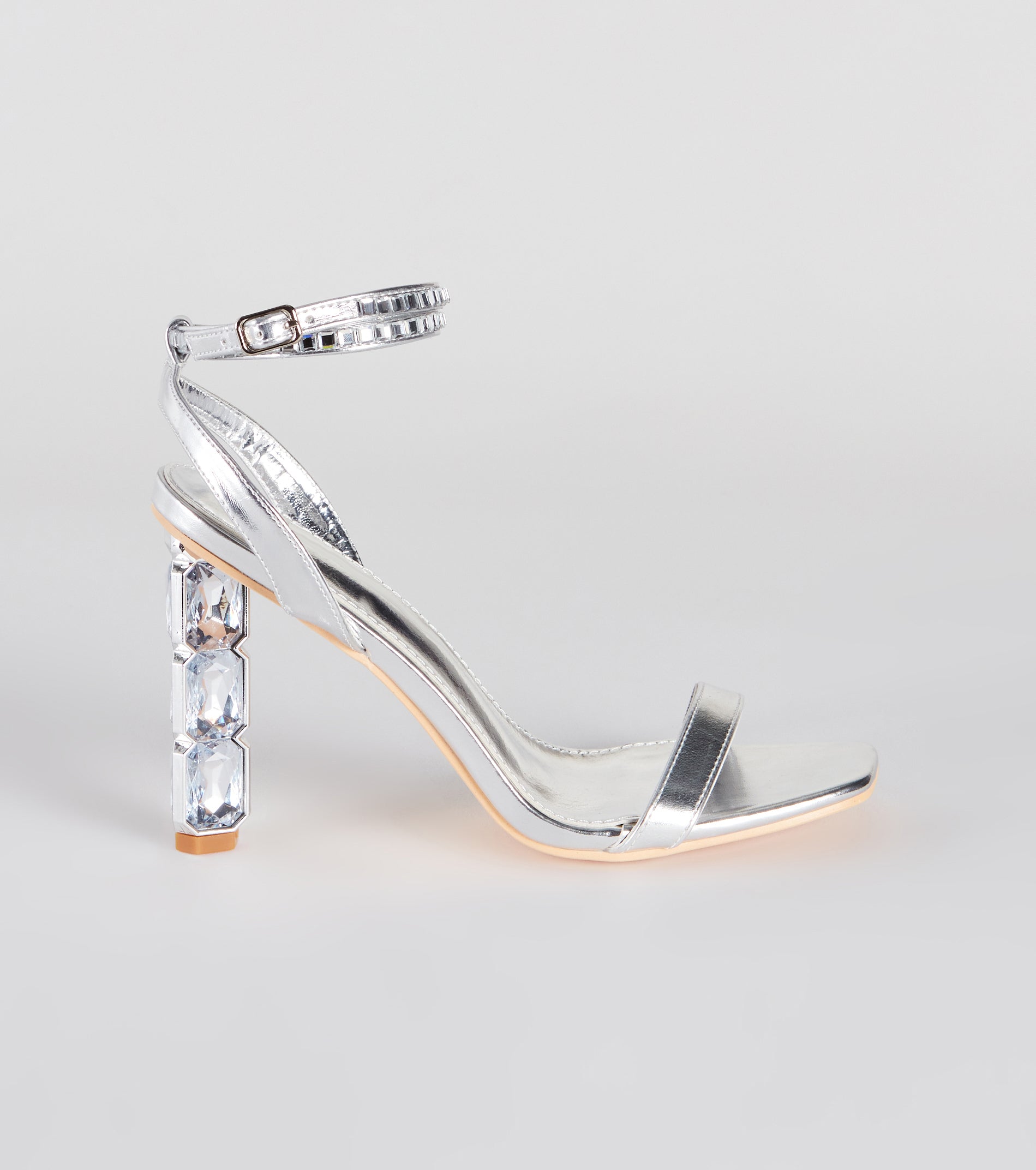 All About The Bling Gemstone Metallic Heels - Image 2