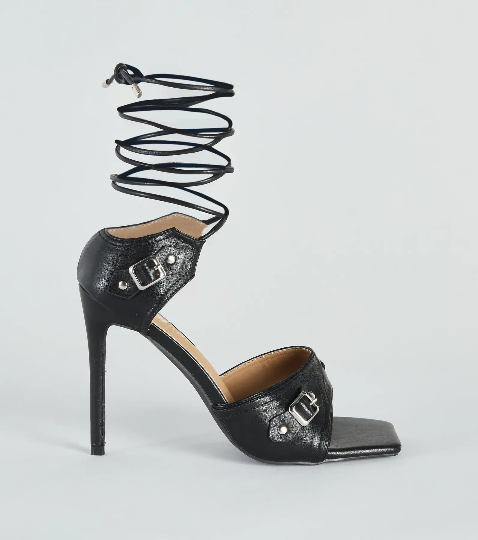 Strapped In Edge Buckle Detail Stiletto Heels - Image 2