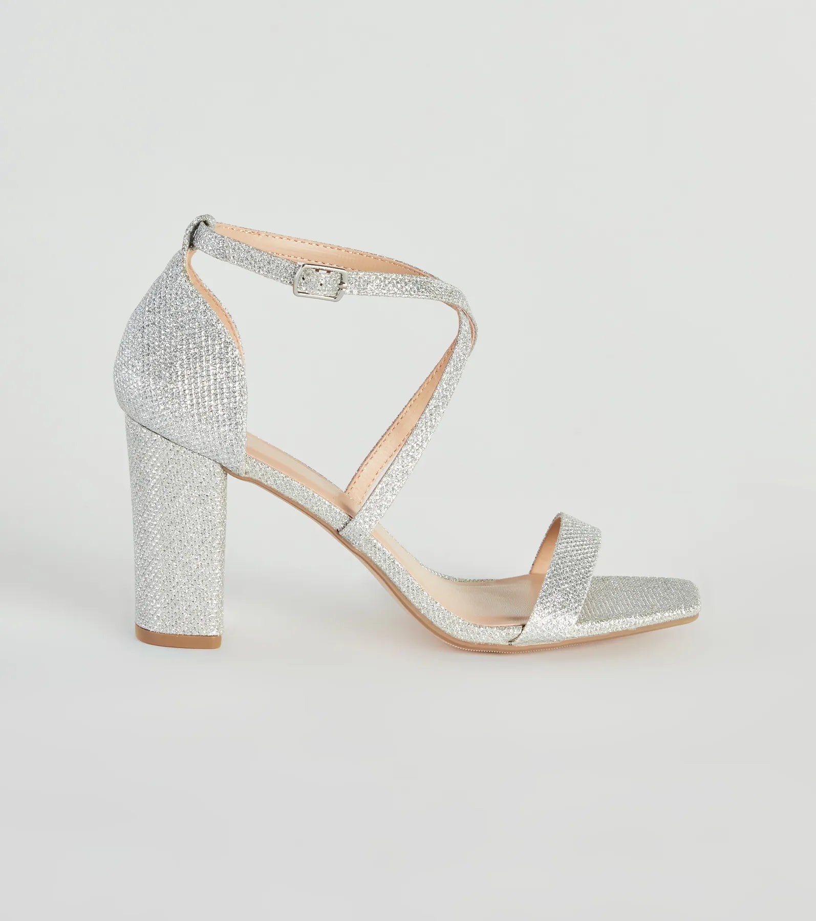 About The Sparkle Glitter Mesh Block Heels - Image 2