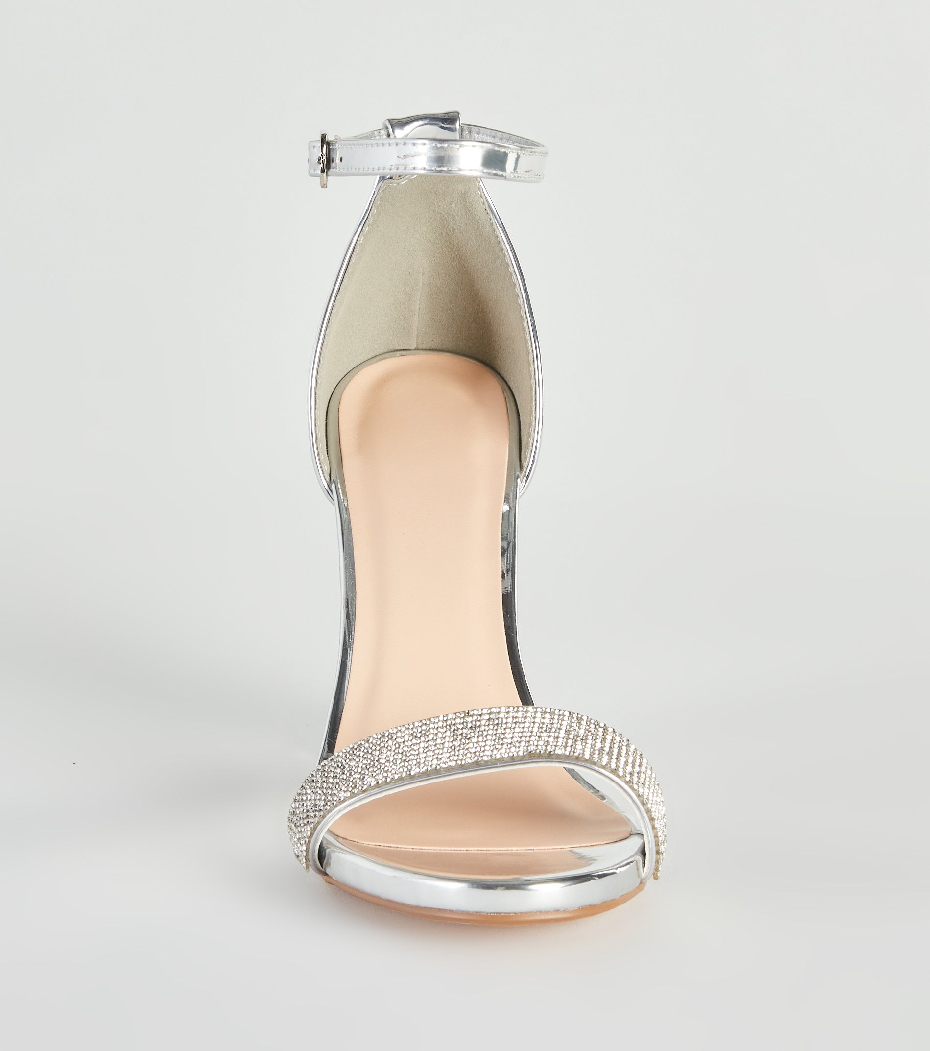 Mirrored Effect Rhinestone Metallic Heels - Image 3