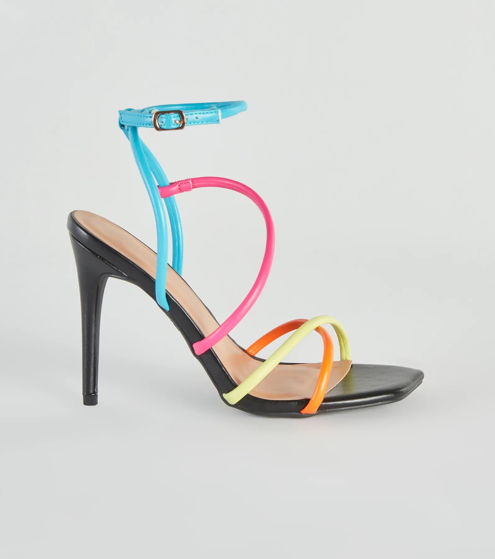 Stylish Flair Multi-Colored Strappy Stiletto Heels - Image 2
