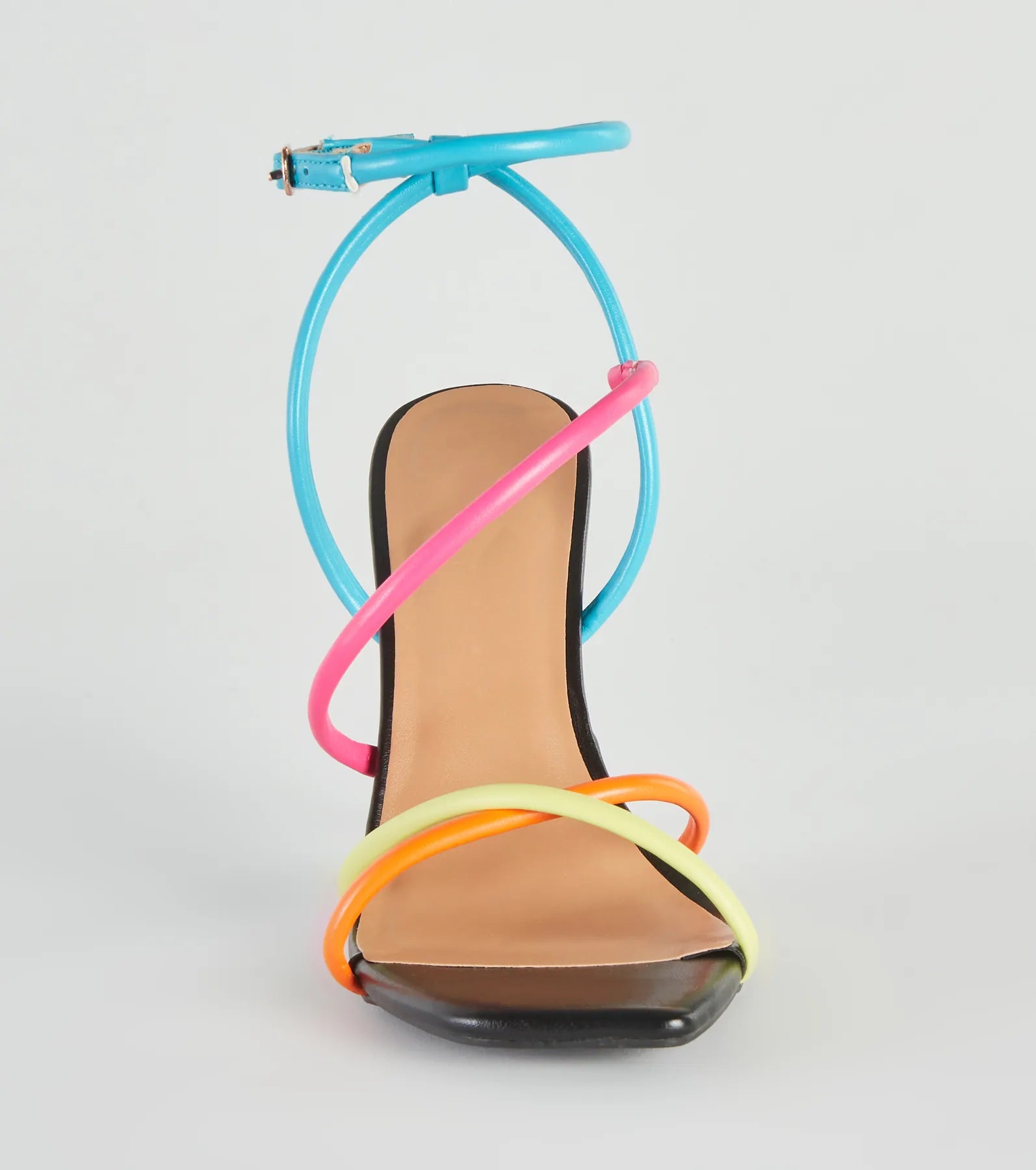 Stylish Flair Multi-Colored Strappy Stiletto Heels - Image 3