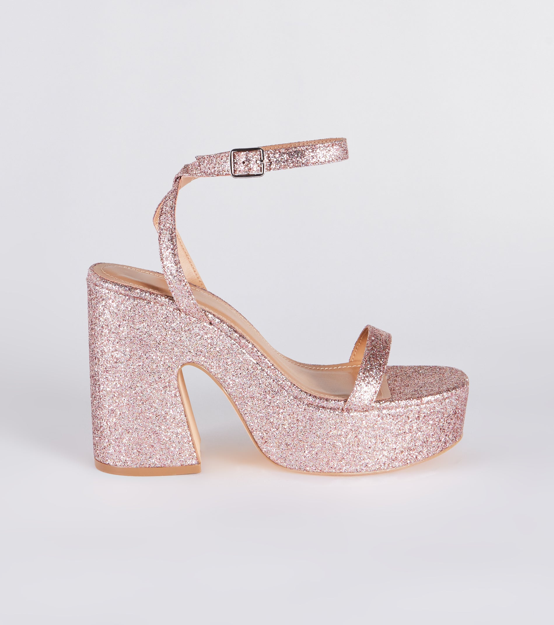 Shining Star Glitter Platform Block Heels - Image 2