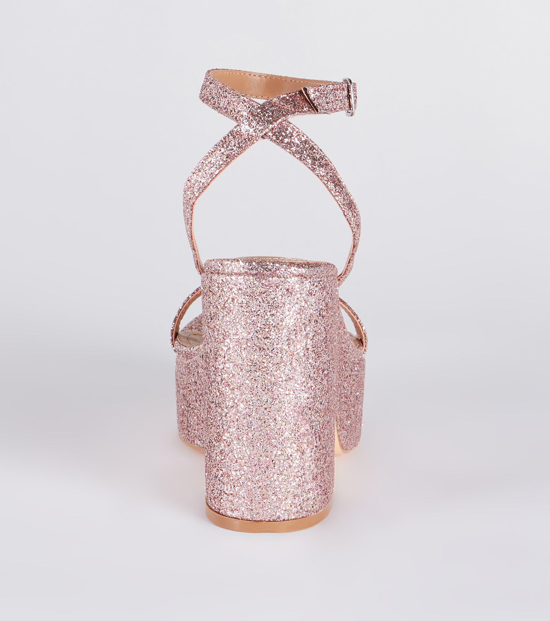 Shining Star Glitter Platform Block Heels - Image 4