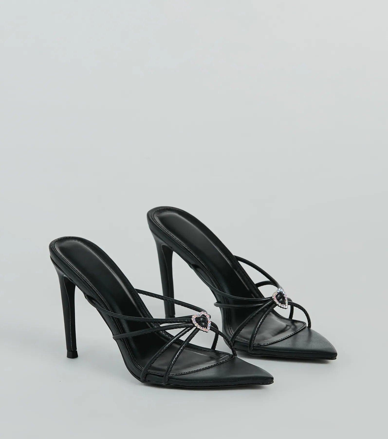 Heart And Soul Strappy Rhinestone Stiletto Mules - Image 5