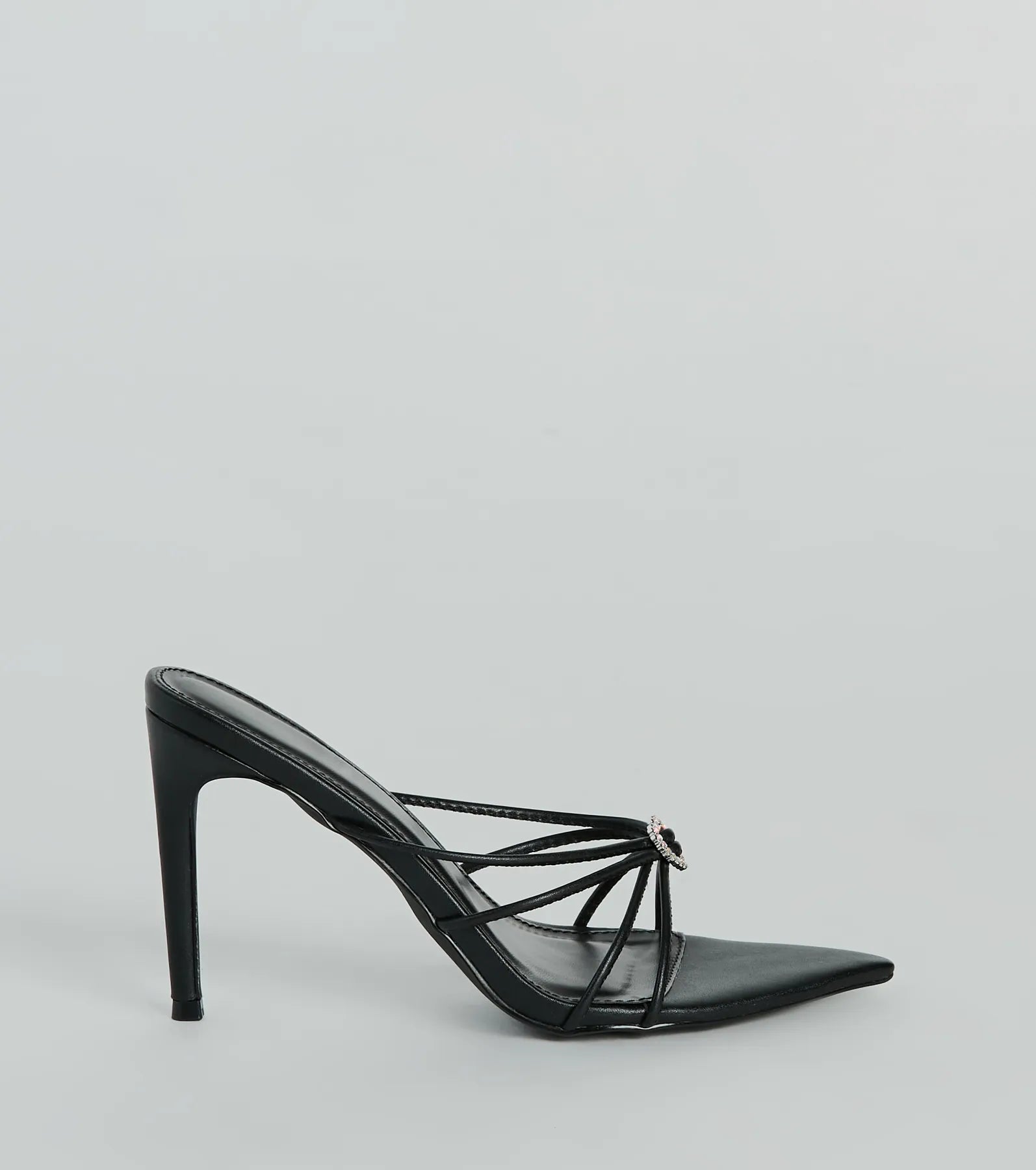 Heart And Soul Strappy Rhinestone Stiletto Mules - Image 6