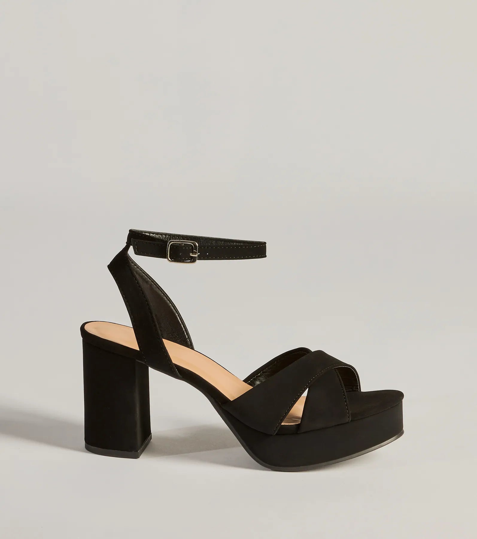 Major Stunner Criss-Cross Platform Block Heels - Image 2