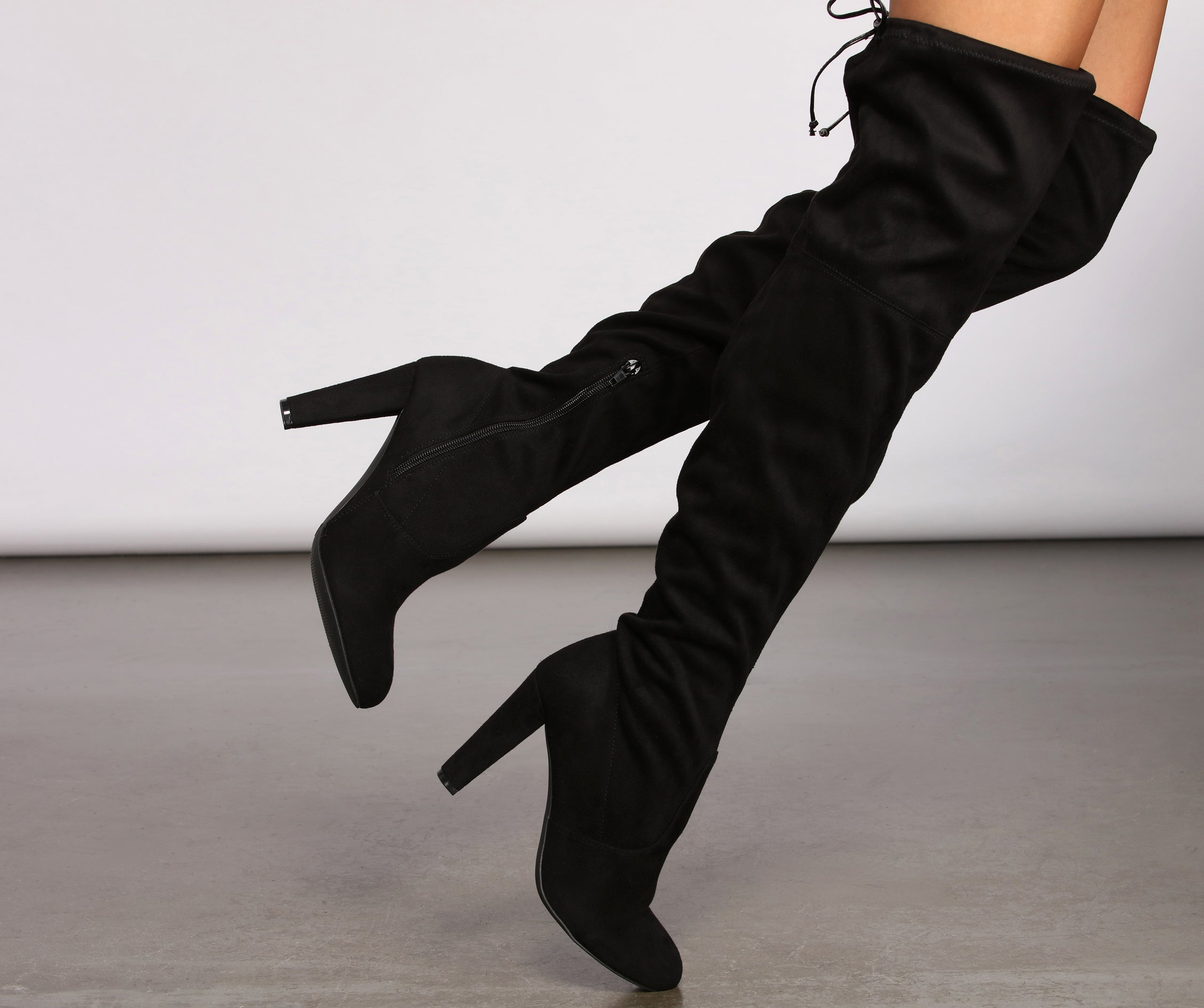 A Chic Vibe Over The Knee Block Heeled Boots - Image 5