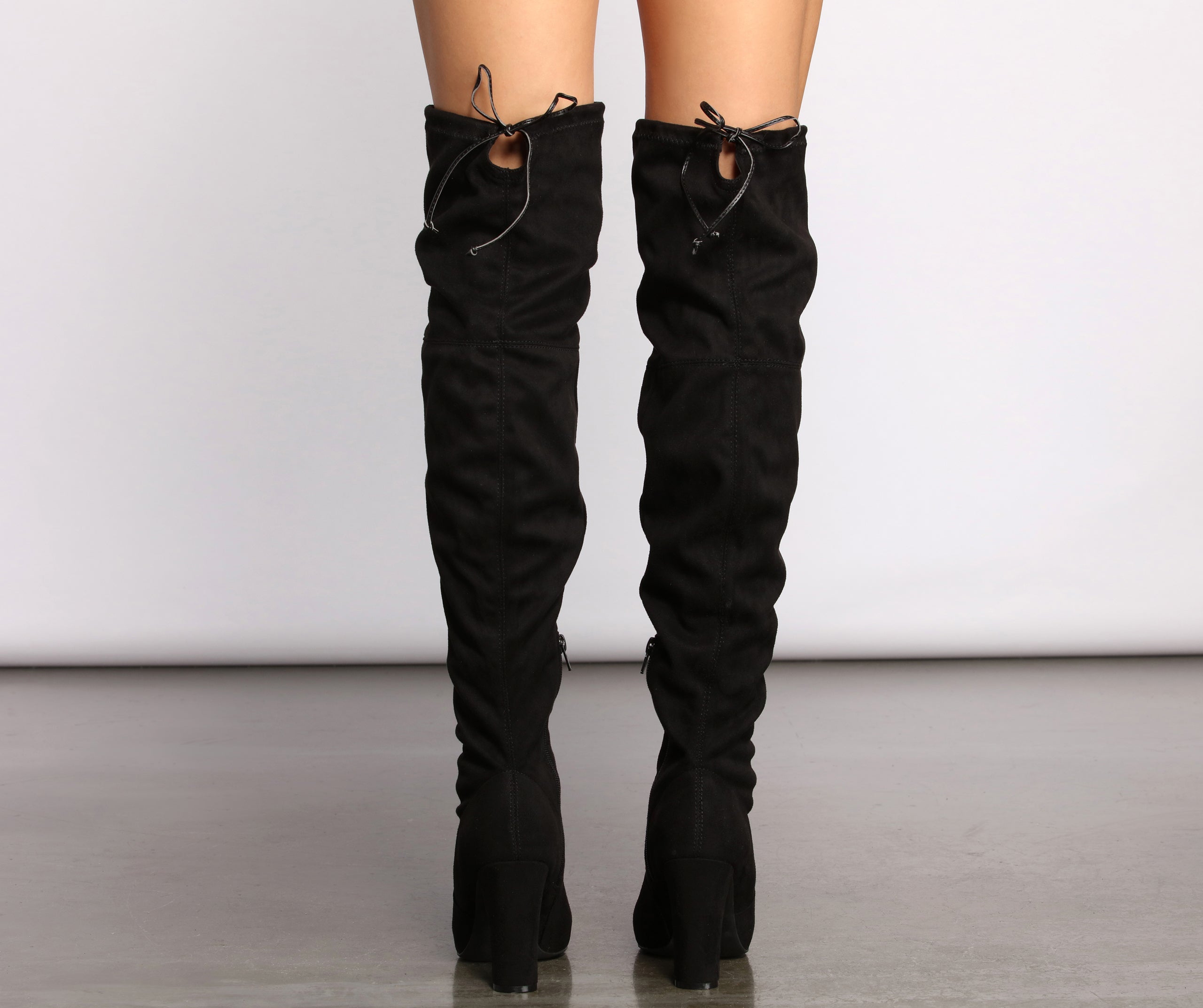 A Chic Vibe Over The Knee Block Heeled Boots - Image 4