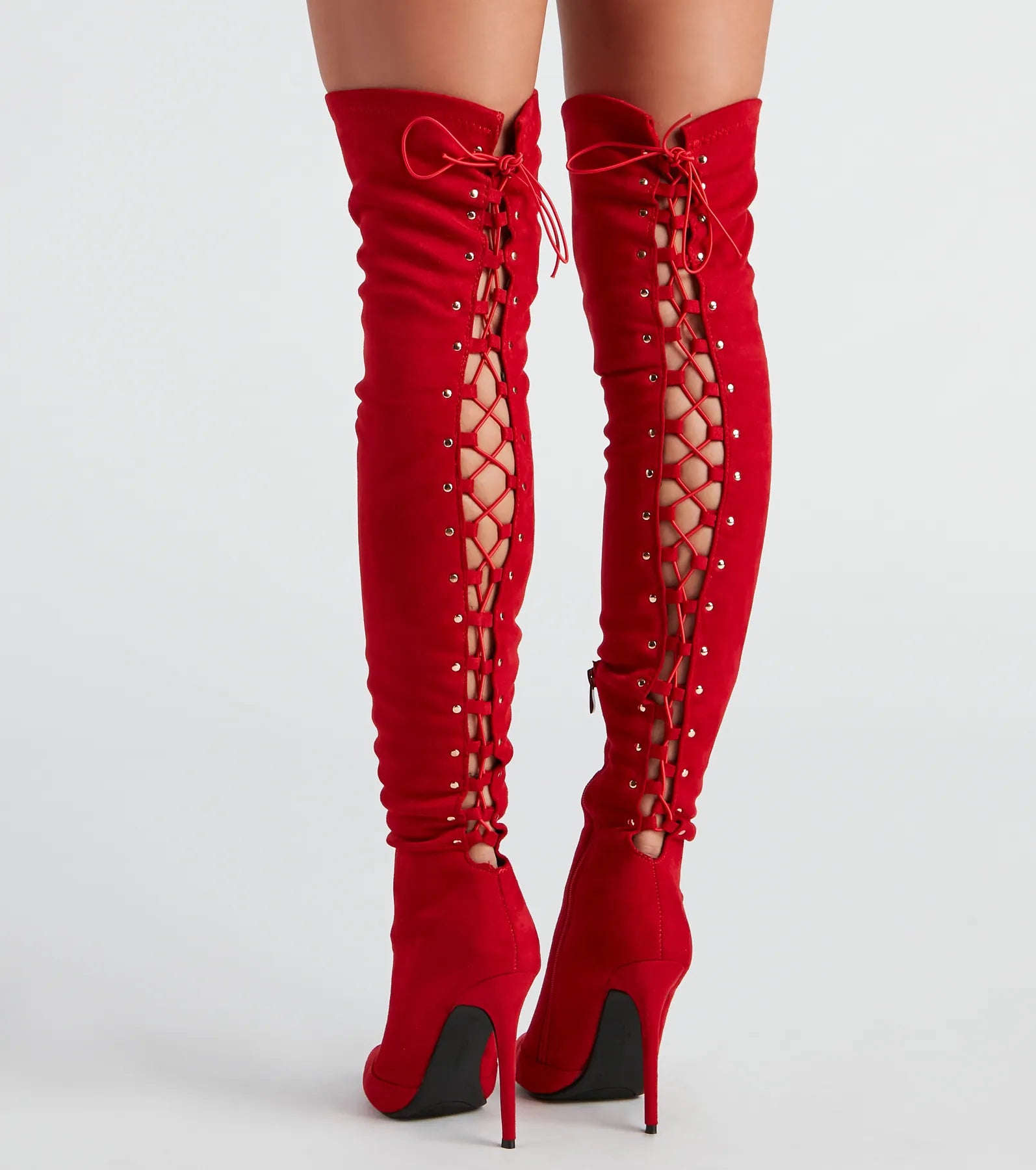 Sultry Lace-Up Thigh-High Boots - Image 2