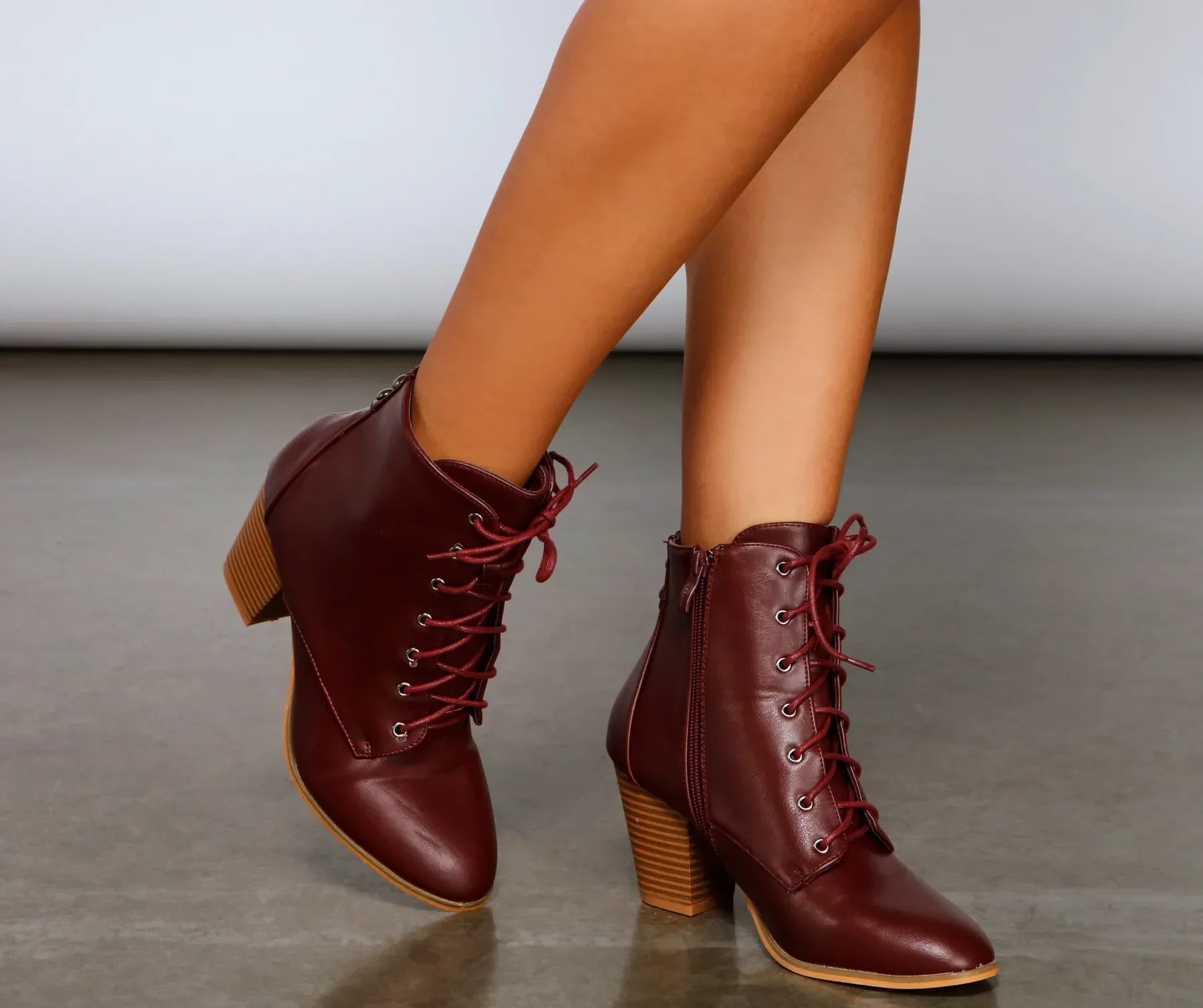 Cozy Cutie Lace-Up Block Heel Booties - Image 3