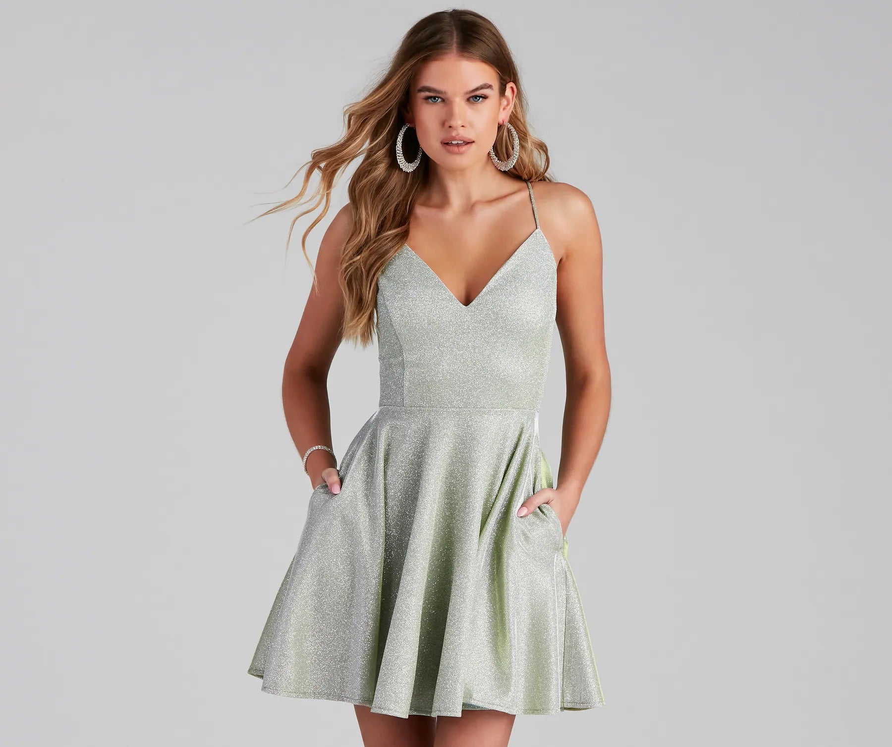 Erina Formal Woven Glitter And Lace Dress - Image 9