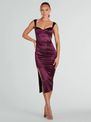 Marnie Formal Satin Corset Midi Dress