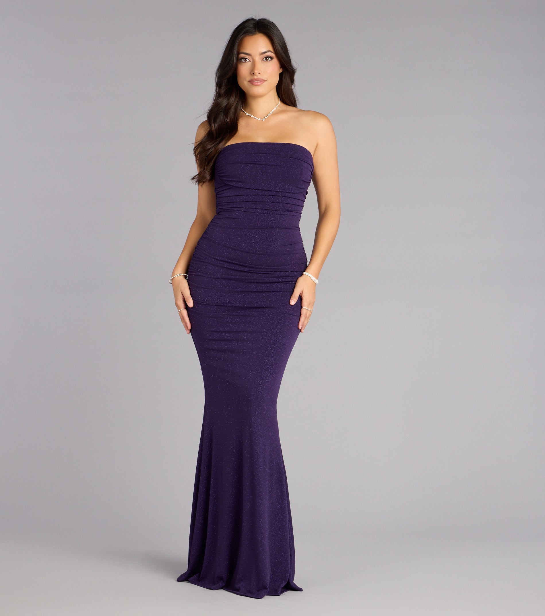 Mischka Strapless Mermaid Glitter Formal Dress - Image 23