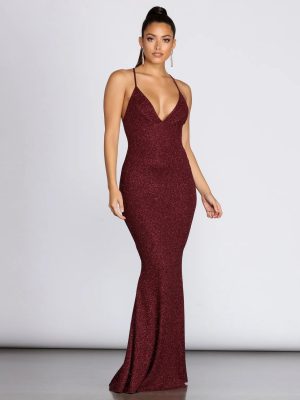 Khloe Long Glitter Formal Gown