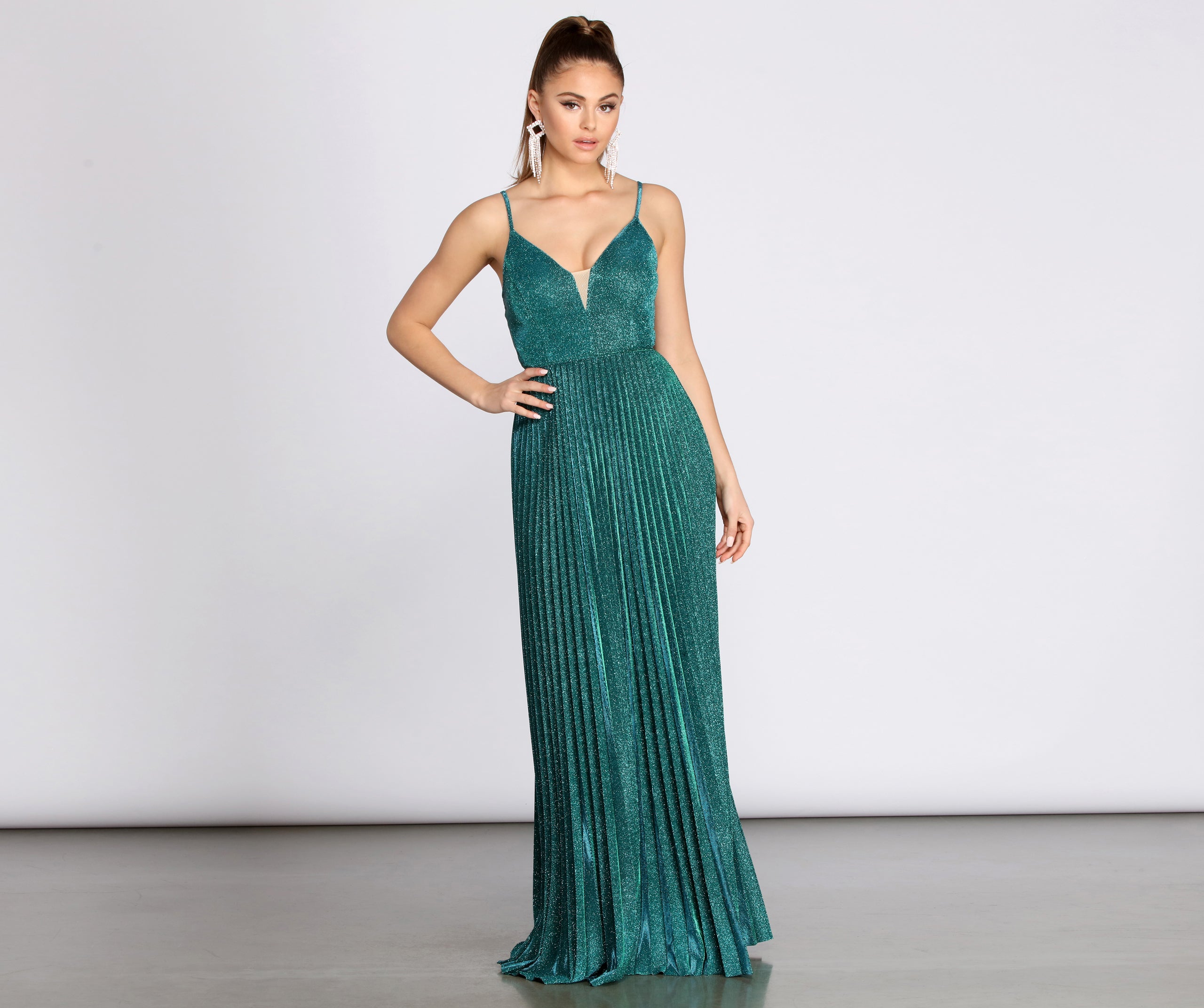 Aida Glitter Shine Pleated A-Line Dress - Image 3